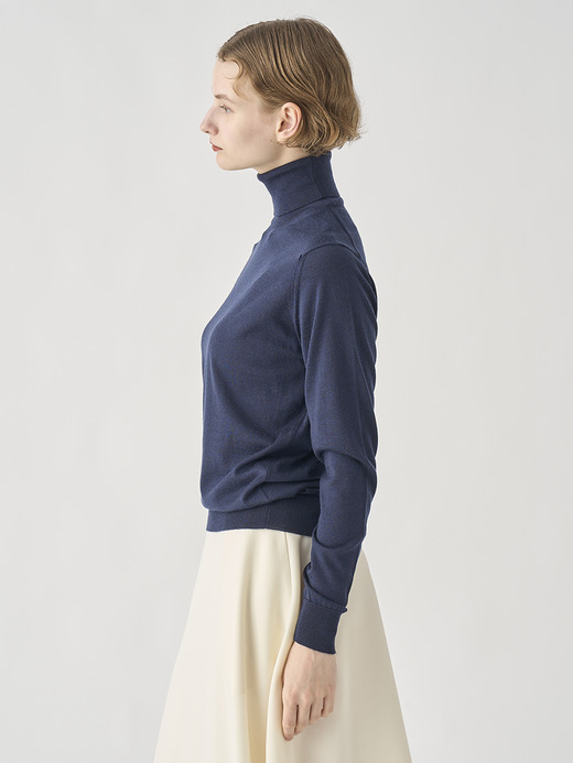 タートルネック長袖ニットプルオーバー | AOFIE | 30G CONTEMPORARY FIT 詳細画像 MIDNIGHT 4