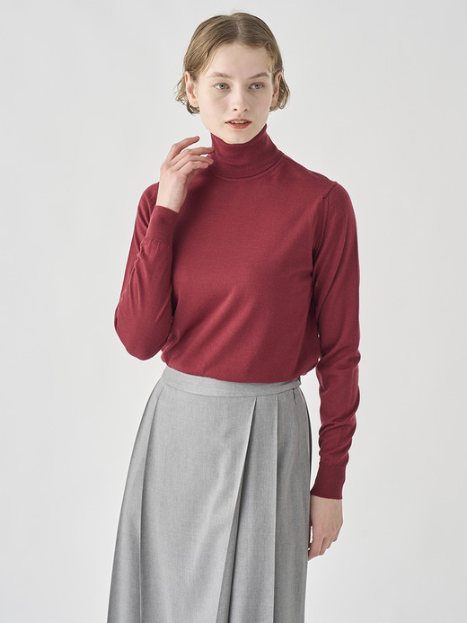 タートルネック長袖ニットプルオーバー | AOFIE | 30G CONTEMPORARY FIT 詳細画像 WOOLF RED 6