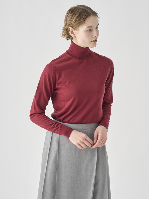 タートルネック長袖ニットプルオーバー | AOFIE | 30G CONTEMPORARY FIT 詳細画像 WOOLF RED 8