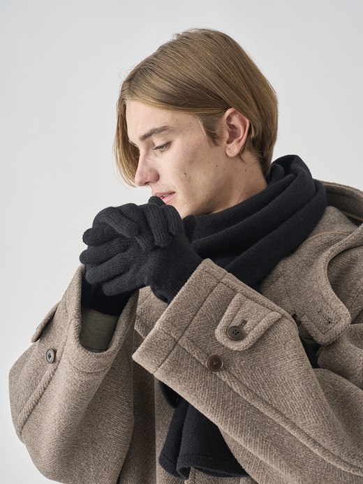 ［Eco Cashmere］カシミヤ混 ニットグローブ| CALOW | 5G 詳細画像 BLACK 3