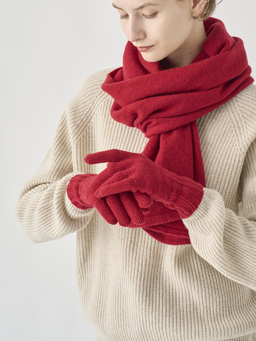［Eco Cashmere］カシミヤ混 ニットグローブ| CALOW | 5G 詳細画像 VERMILLION 1