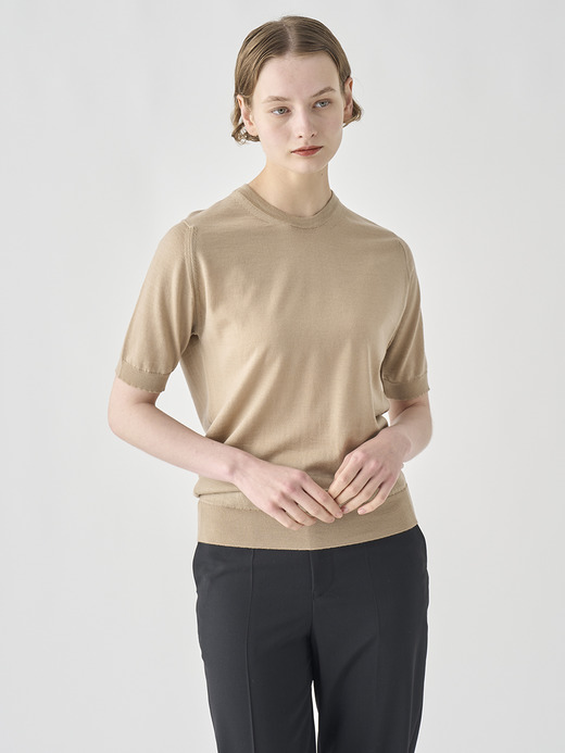 クルーネック半袖ニットプルオーバー | CERICE | 30G CONTEMPORARY FIT 詳細画像 KAFKA BEIGE 10
