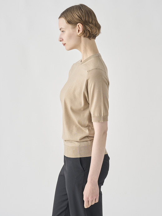 クルーネック半袖ニットプルオーバー | CERICE | 30G CONTEMPORARY FIT 詳細画像 KAFKA BEIGE 4