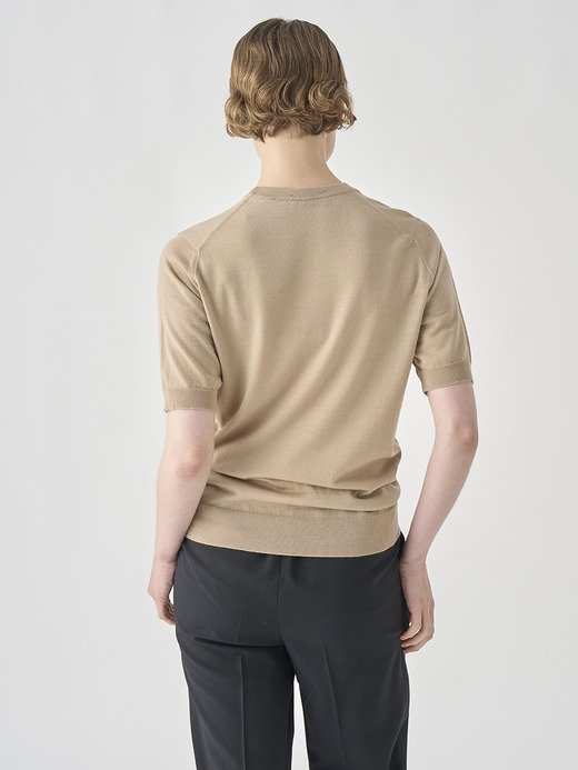 クルーネック半袖ニットプルオーバー | CERICE | 30G CONTEMPORARY FIT 詳細画像 KAFKA BEIGE 5