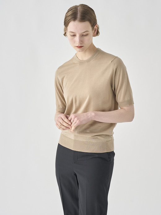 クルーネック半袖ニットプルオーバー | CERICE | 30G CONTEMPORARY FIT 詳細画像 KAFKA BEIGE 6