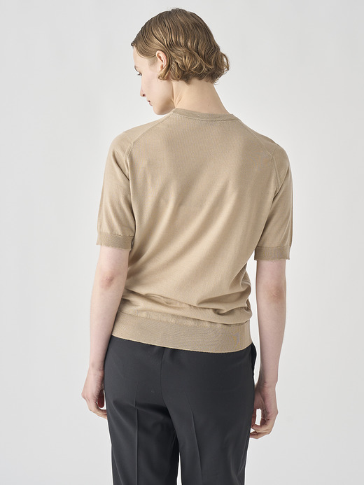 クルーネック半袖ニットプルオーバー | CERICE | 30G CONTEMPORARY FIT 詳細画像 KAFKA BEIGE 8