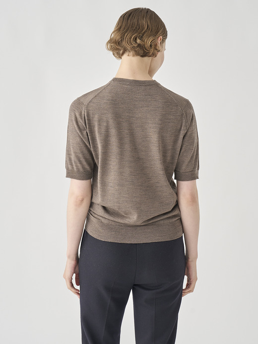 クルーネック半袖ニットプルオーバー | CERICE | 30G CONTEMPORARY FIT 詳細画像 MUSHROOM 5