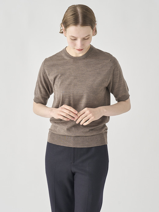 クルーネック半袖ニットプルオーバー | CERICE | 30G CONTEMPORARY FIT 詳細画像 MUSHROOM 6