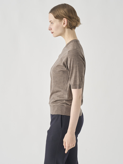 クルーネック半袖ニットプルオーバー | CERICE | 30G CONTEMPORARY FIT 詳細画像 MUSHROOM 8