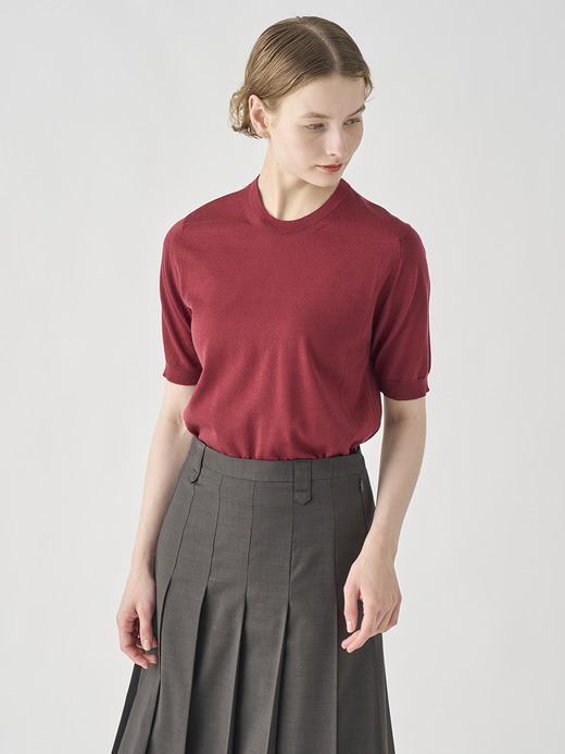 クルーネック半袖ニットプルオーバー | CERICE | 30G CONTEMPORARY FIT 詳細画像 WOOLF RED 3