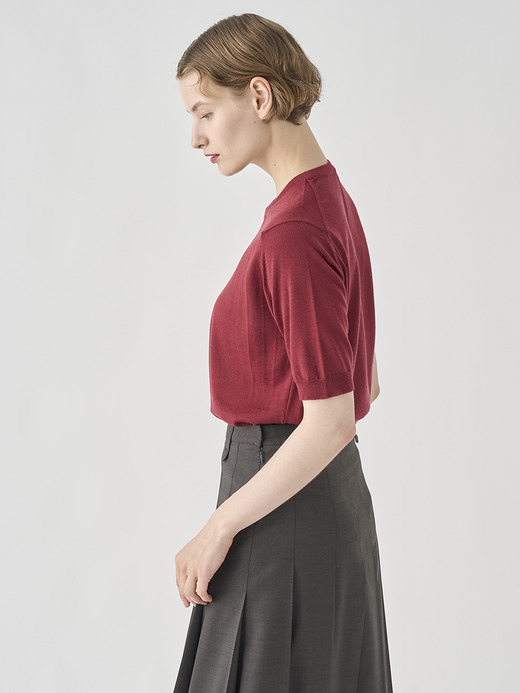 クルーネック半袖ニットプルオーバー | CERICE | 30G CONTEMPORARY FIT 詳細画像 WOOLF RED 4