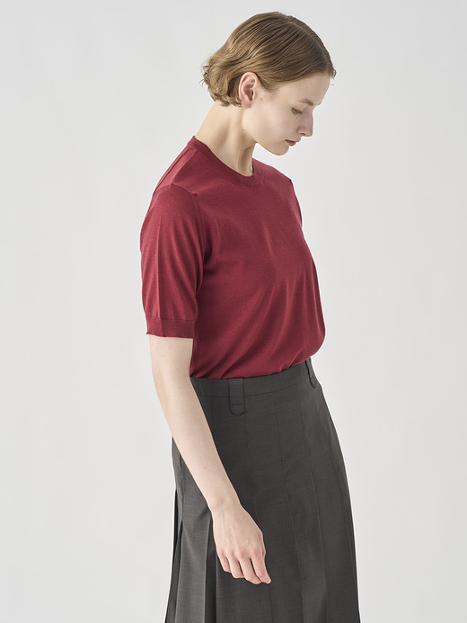 クルーネック半袖ニットプルオーバー | CERICE | 30G CONTEMPORARY FIT 詳細画像 WOOLF RED 6