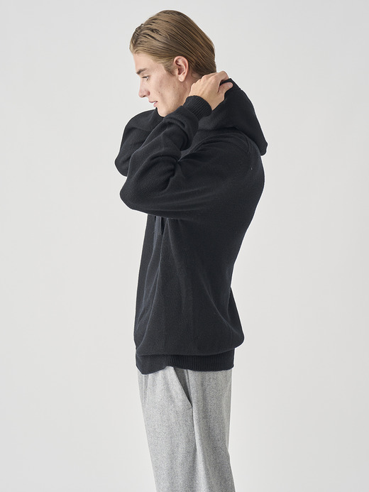 スウェットライク 長袖ニットフーディー | COZEN | 7G EASY FIT 詳細画像 BLACK 4