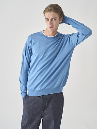 [Anglo Indian Gauze] クルーネック長袖ニットプルオーバー | DARLEY | 30G EASY FIT