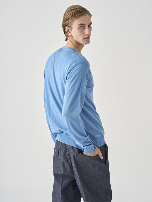 [Anglo Indian Gauze] クルーネック長袖ニットプルオーバー | DARLEY | 30G EASY FIT 詳細画像 AZUL 6
