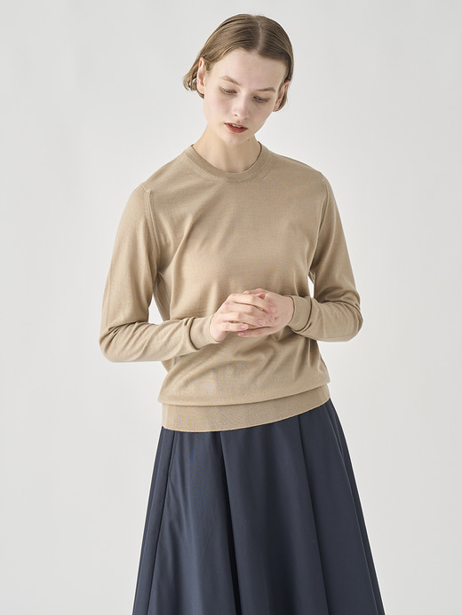 クルーネック長袖ニットプルオーバー | CERICE | 30G CONTEMPORARY FIT 詳細画像 KAFKA BEIGE 3