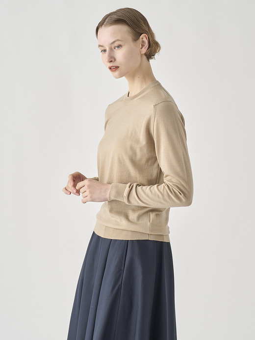 クルーネック長袖ニットプルオーバー | CERICE | 30G CONTEMPORARY FIT 詳細画像 KAFKA BEIGE 4