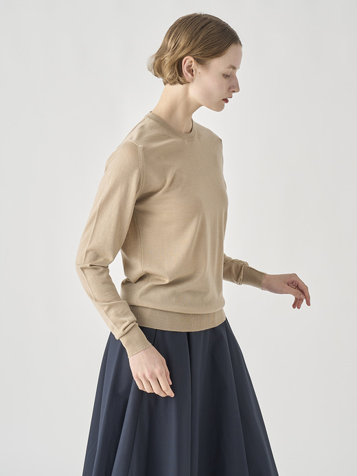 クルーネック長袖ニットプルオーバー | CERICE | 30G CONTEMPORARY FIT 詳細画像 KAFKA BEIGE 7