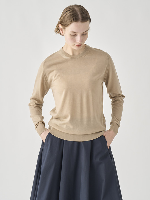 クルーネック長袖ニットプルオーバー | CERICE | 30G CONTEMPORARY FIT 詳細画像 KAFKA BEIGE 8