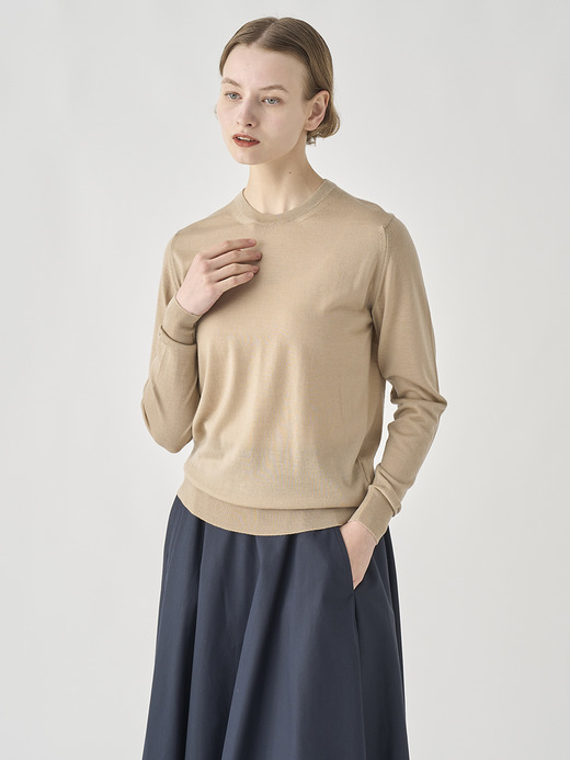 クルーネック長袖ニットプルオーバー | CERICE | 30G CONTEMPORARY FIT 詳細画像 KAFKA BEIGE 9