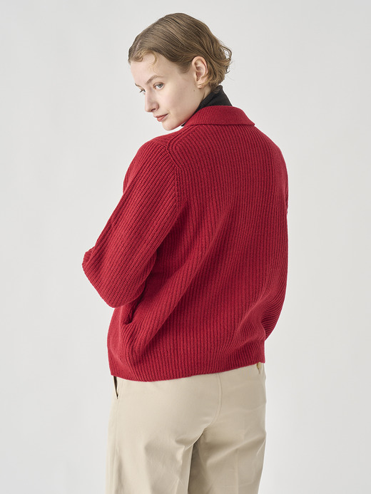 ［Eco Cashmere］カシミヤ混　襟付きジップアップリブニットジャケット | DISLEY | 7G 詳細画像 VERMILLION 5