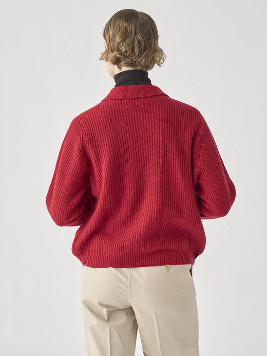 ［Eco Cashmere］カシミヤ混　襟付きジップアップリブニットジャケット | DISLEY | 7G 詳細画像 VERMILLION 7