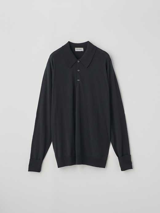 クラシック長袖ニットポロシャツ | DORSET | 30G EASY FIT 詳細画像 BLACK 2