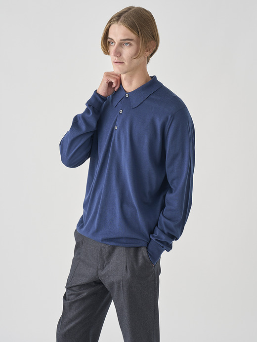 クラシック長袖ニットポロシャツ | DORSET | 30G EASY FIT 詳細画像 HEMINGWAY BLUE 3