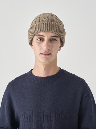 ［Eco Cashmere］カシミヤ混 ケーブル編ニットキャップ | ENEMY | 5G