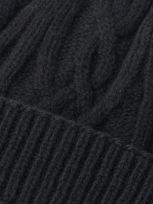 ［Eco Cashmere］カシミヤ混 ケーブル編ニットキャップ | EMERY| 5G 詳細画像 BLACK 2