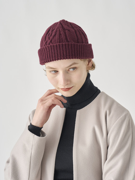 ［Eco Cashmere］カシミヤ混 ケーブル編ニットキャップ | EMERY| 5G 詳細画像 CHICORY 1