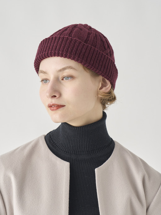 ［Eco Cashmere］カシミヤ混 ケーブル編ニットキャップ | EMERY| 5G 詳細画像 CHICORY 3