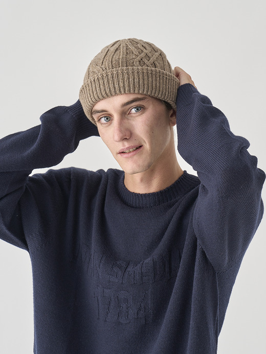 ［Eco Cashmere］カシミヤ混 ケーブル編ニットキャップ | EMERY| 5G 詳細画像 MUSHROOM 2