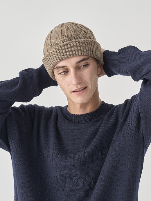［Eco Cashmere］カシミヤ混 ケーブル編ニットキャップ | EMERY| 5G 詳細画像 MUSHROOM 3