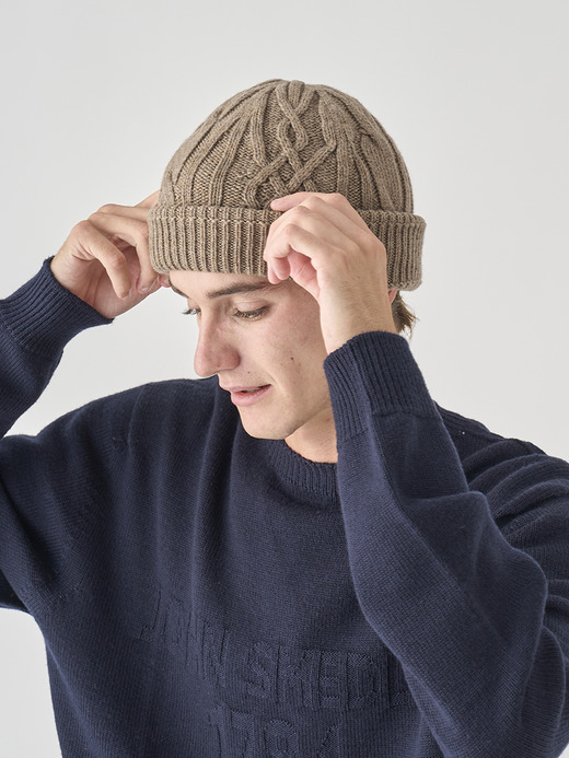 ［Eco Cashmere］カシミヤ混 ケーブル編ニットキャップ | EMERY| 5G 詳細画像 MUSHROOM 4