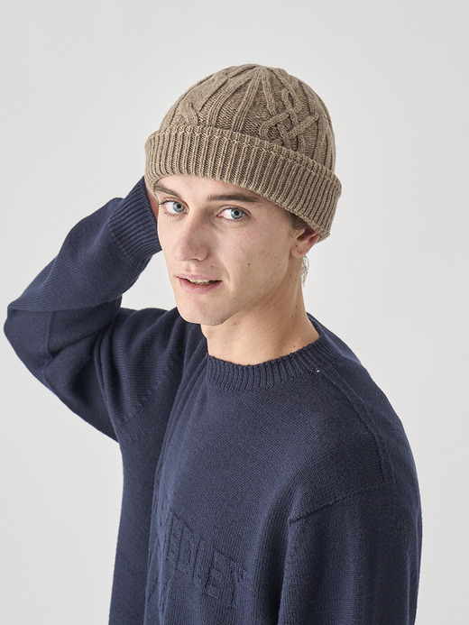 ［Eco Cashmere］カシミヤ混 ケーブル編ニットキャップ | EMERY| 5G 詳細画像 MUSHROOM 5