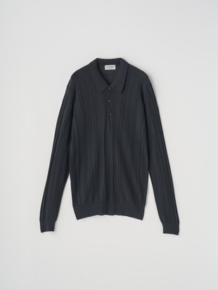 ランダムリブ長袖ニットポロシャツ | FLINN | 30G EASY FIT