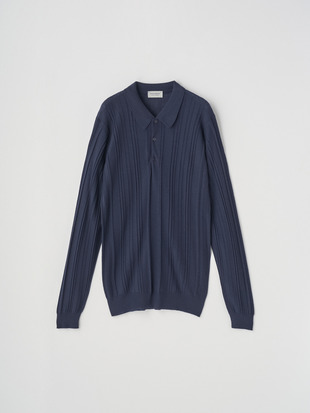 ランダムリブ長袖ニットポロシャツ | FLINN | 30G EASY FIT