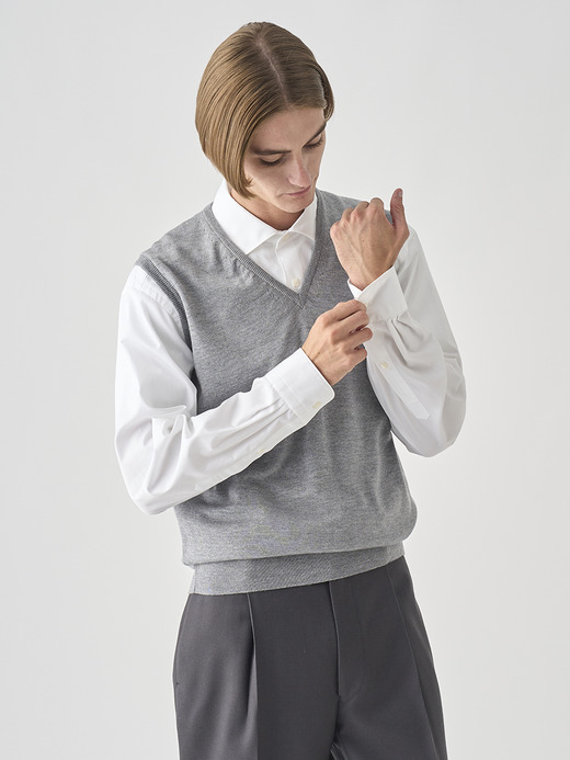 Ｖネックニットベスト | HADFIELD | 24G STANDARD FIT 詳細画像 SILVER 1