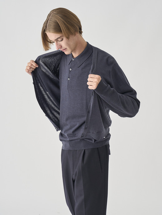 Ｖネック長袖ニットカーディガン | HALIN | 30G MODERN FIT 詳細画像 HEPBURN SMOKE 2
