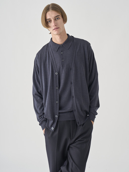 Ｖネック長袖ニットカーディガン | HALIN | 30G MODERN FIT 詳細画像 HEPBURN SMOKE 3