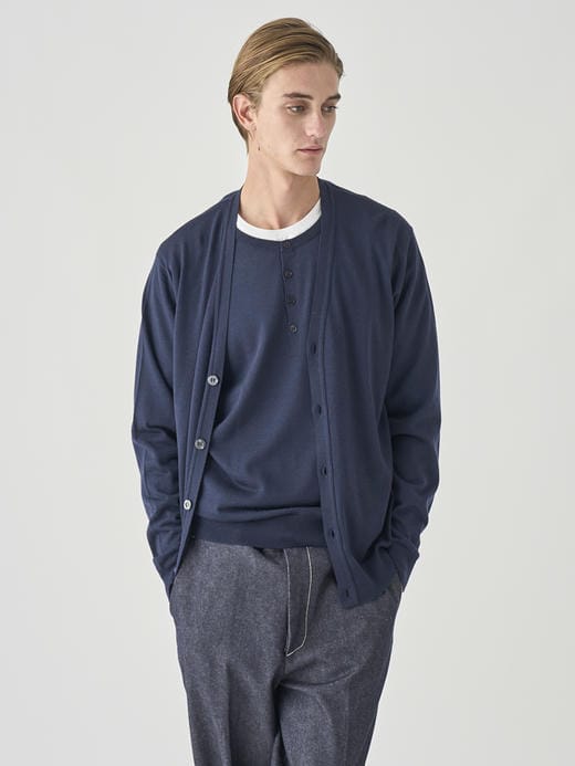 Ｖネック長袖ニットカーディガン | HALIN | 30G MODERN FIT 詳細画像 MIDNIGHT 2