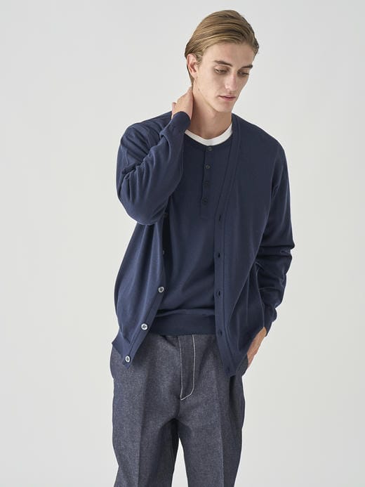 Ｖネック長袖ニットカーディガン | HALIN | 30G MODERN FIT 詳細画像 MIDNIGHT 3