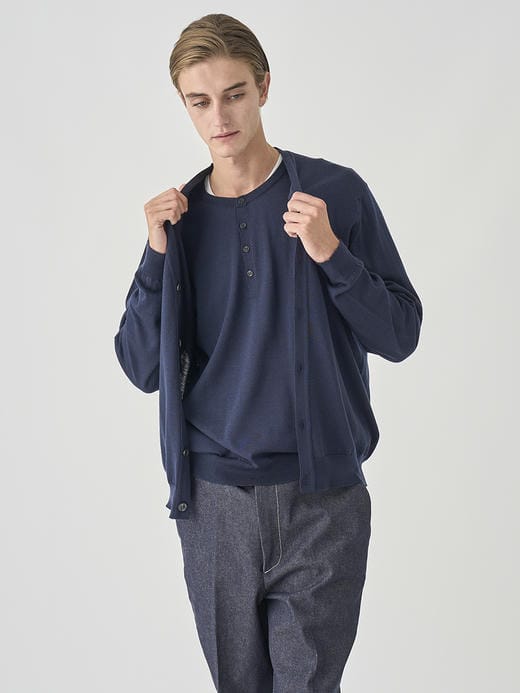 Ｖネック長袖ニットカーディガン | HALIN | 30G MODERN FIT 詳細画像 MIDNIGHT 4