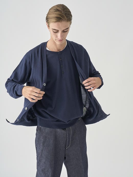 Ｖネック長袖ニットカーディガン | HALIN | 30G MODERN FIT 詳細画像 MIDNIGHT 5