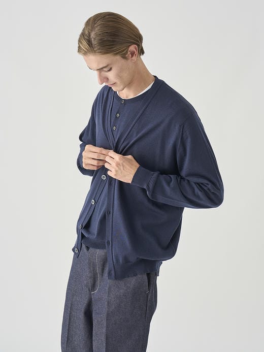 Ｖネック長袖ニットカーディガン | HALIN | 30G MODERN FIT 詳細画像 MIDNIGHT 7