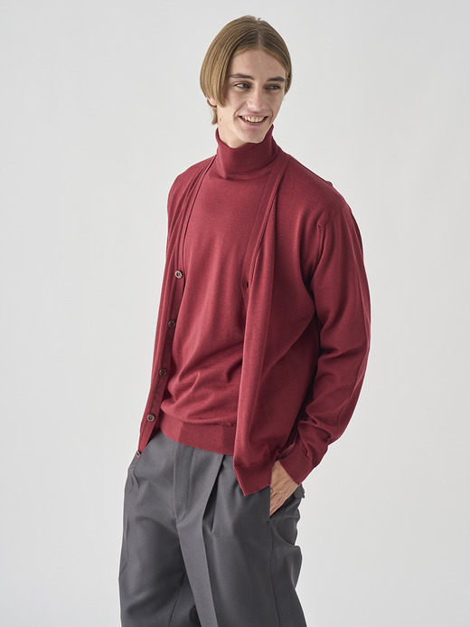 Ｖネック長袖ニットカーディガン | HALIN | 30G MODERN FIT 詳細画像 WOOLF RED 3