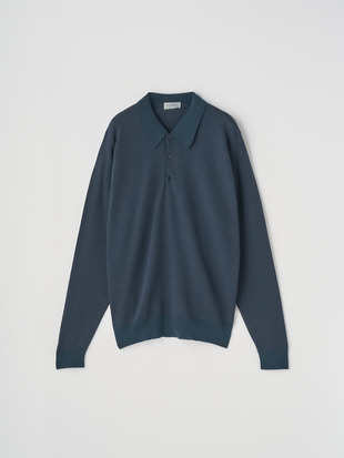 ジャガード柄 長袖ニットポロシャツ | HERBIE | 30G EASY FIT