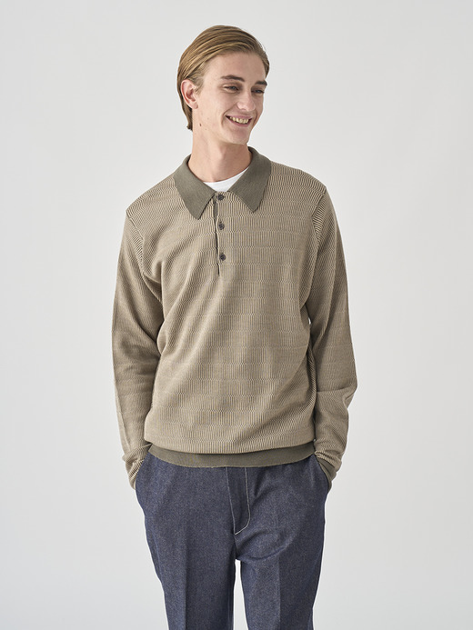 ジャガード柄 長袖ニットポロシャツ | HERBIE | 30G EASY FIT 詳細画像 NO1(HERBIE) 10