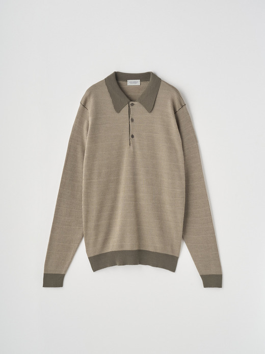 ジャガード柄 長袖ニットポロシャツ | HERBIE | 30G EASY FIT 詳細画像 NO1(HERBIE) 2